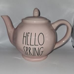 Rae Dunn "Hello Spring" Tea Pot Pink Ceramic